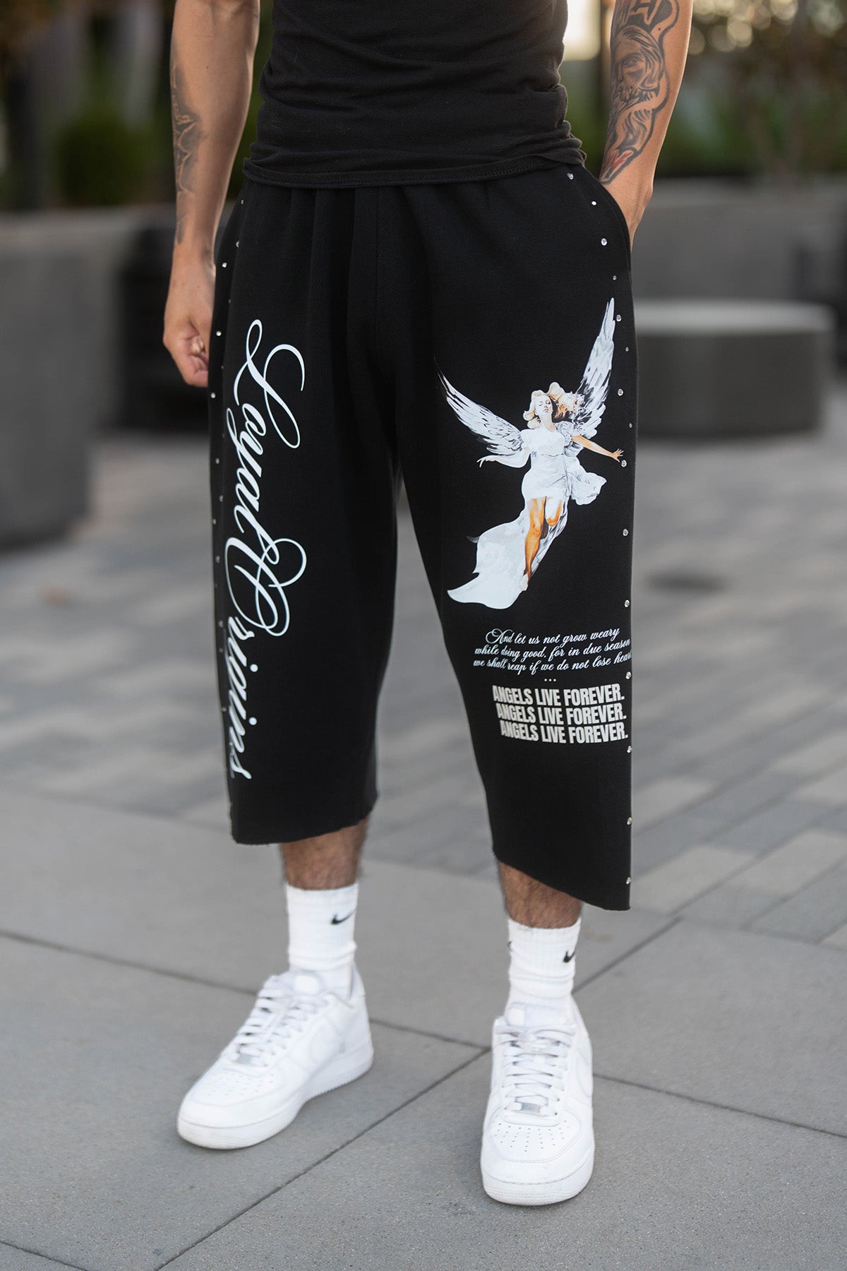 ALF 3/4 Sweat Shorts with Rhinestones