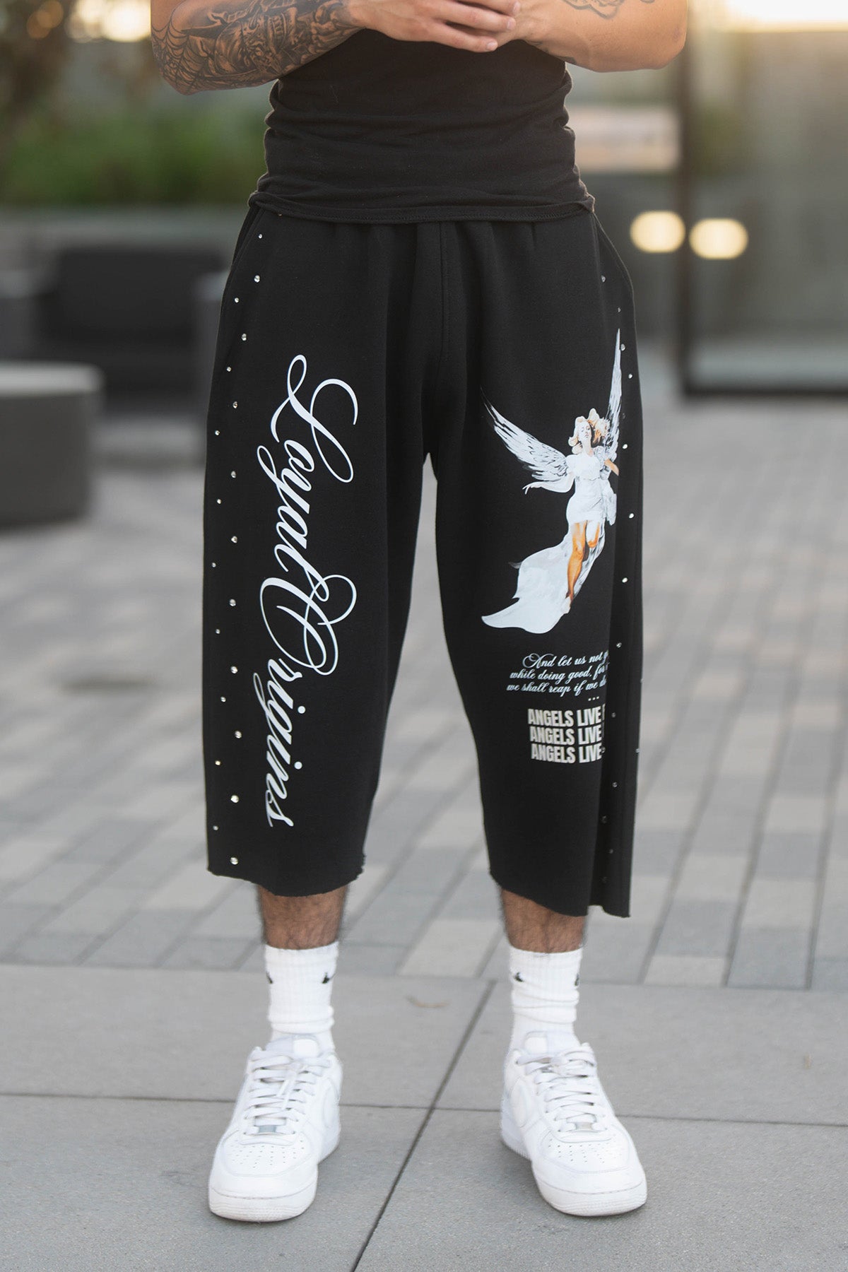 ALF 3/4 Sweat Shorts with Rhinestones