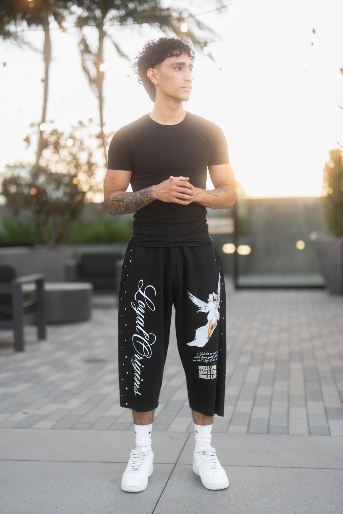 ALF 3/4 Sweat Shorts with Rhinestones