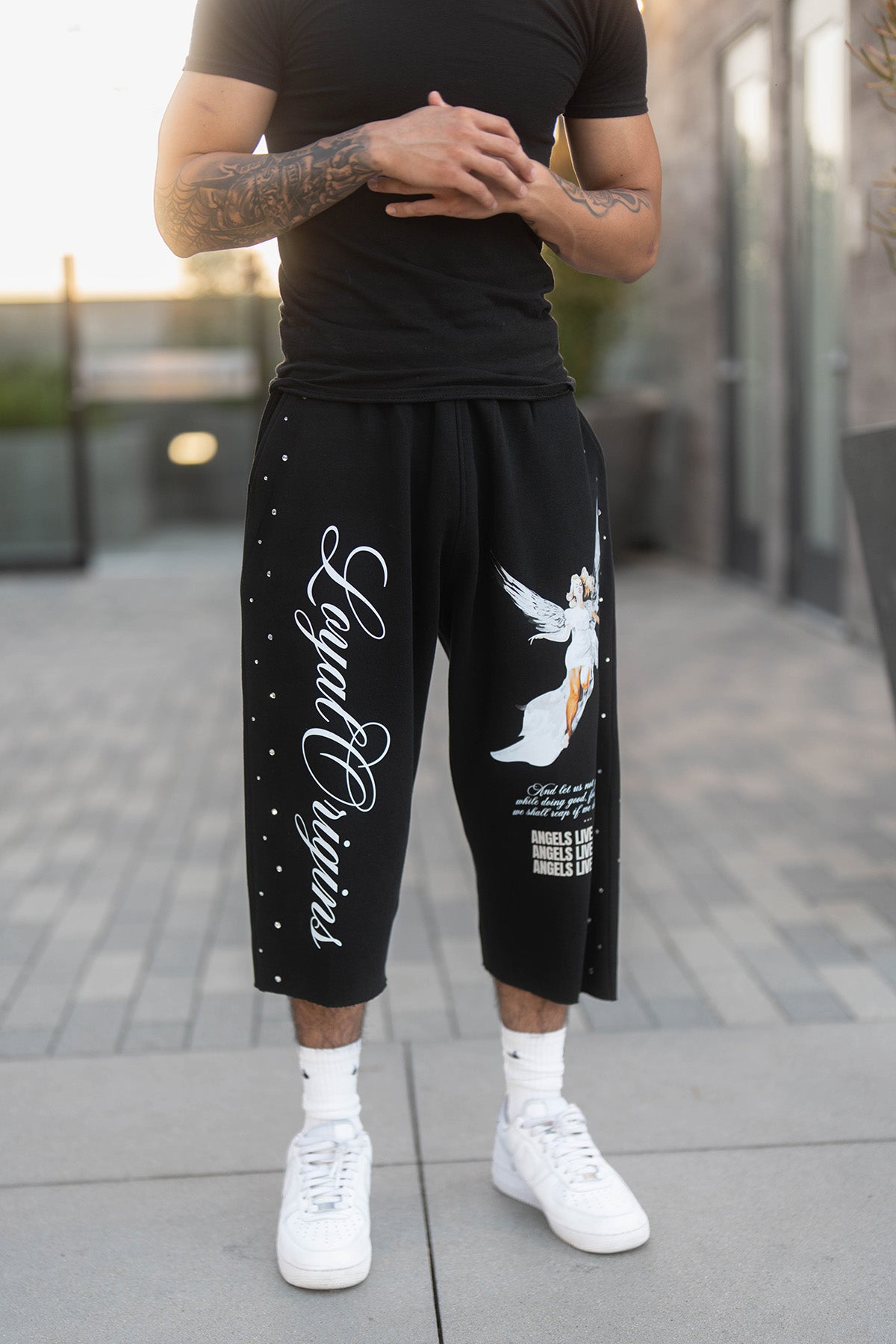 ALF 3/4 Sweat Shorts with Rhinestones