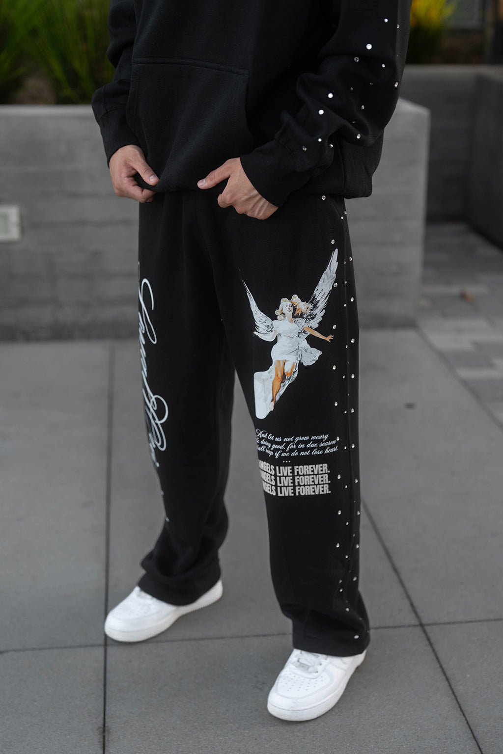 ALF Straight-Leg Sweatpants with Rhinestones