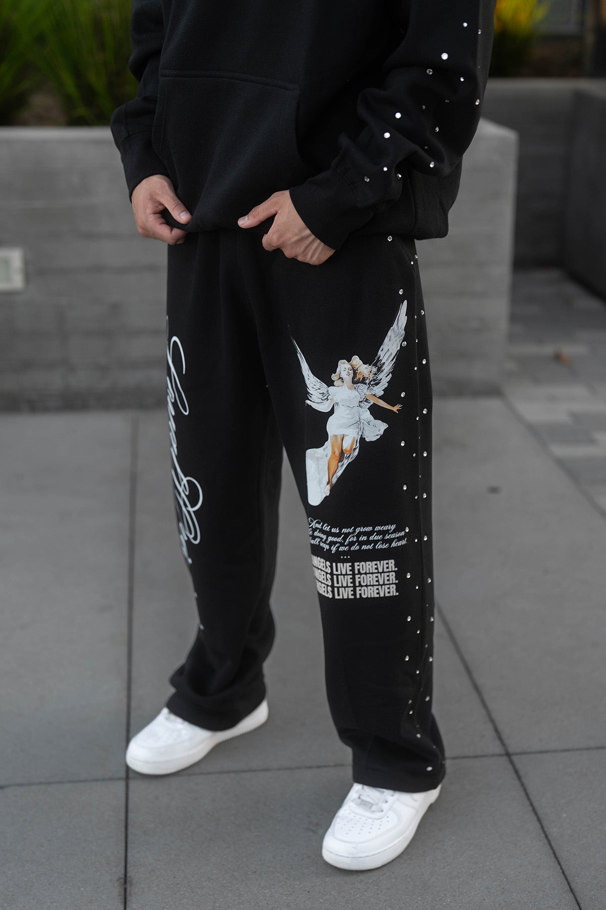 ALF Straight-Leg Sweatpants with Rhinestones