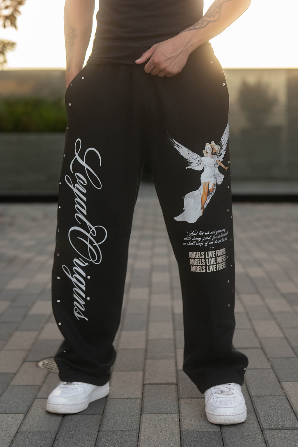 ALF Straight-Leg Sweatpants with Rhinestones
