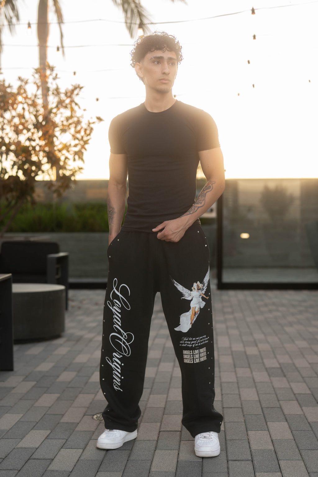 ALF Straight-Leg Sweatpants with Rhinestones