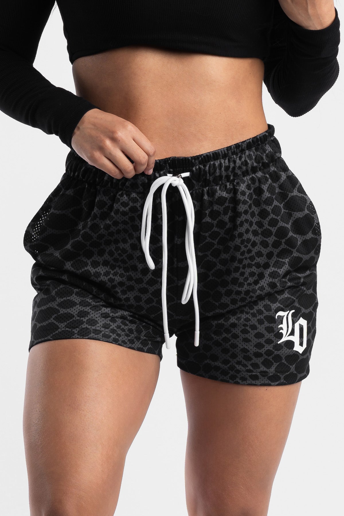 Snake Print Mesh Shorts