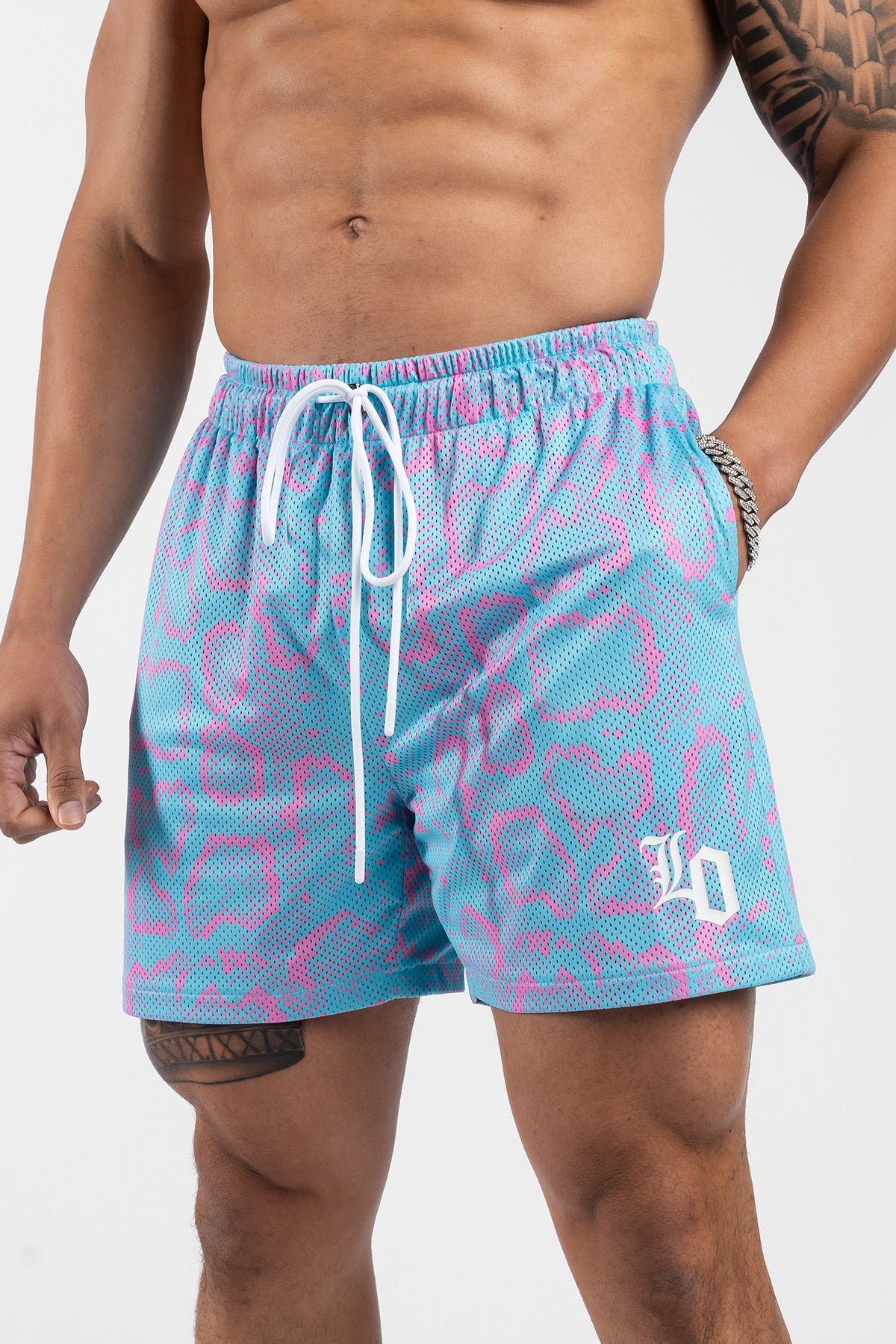 Snake Print Mesh Shorts