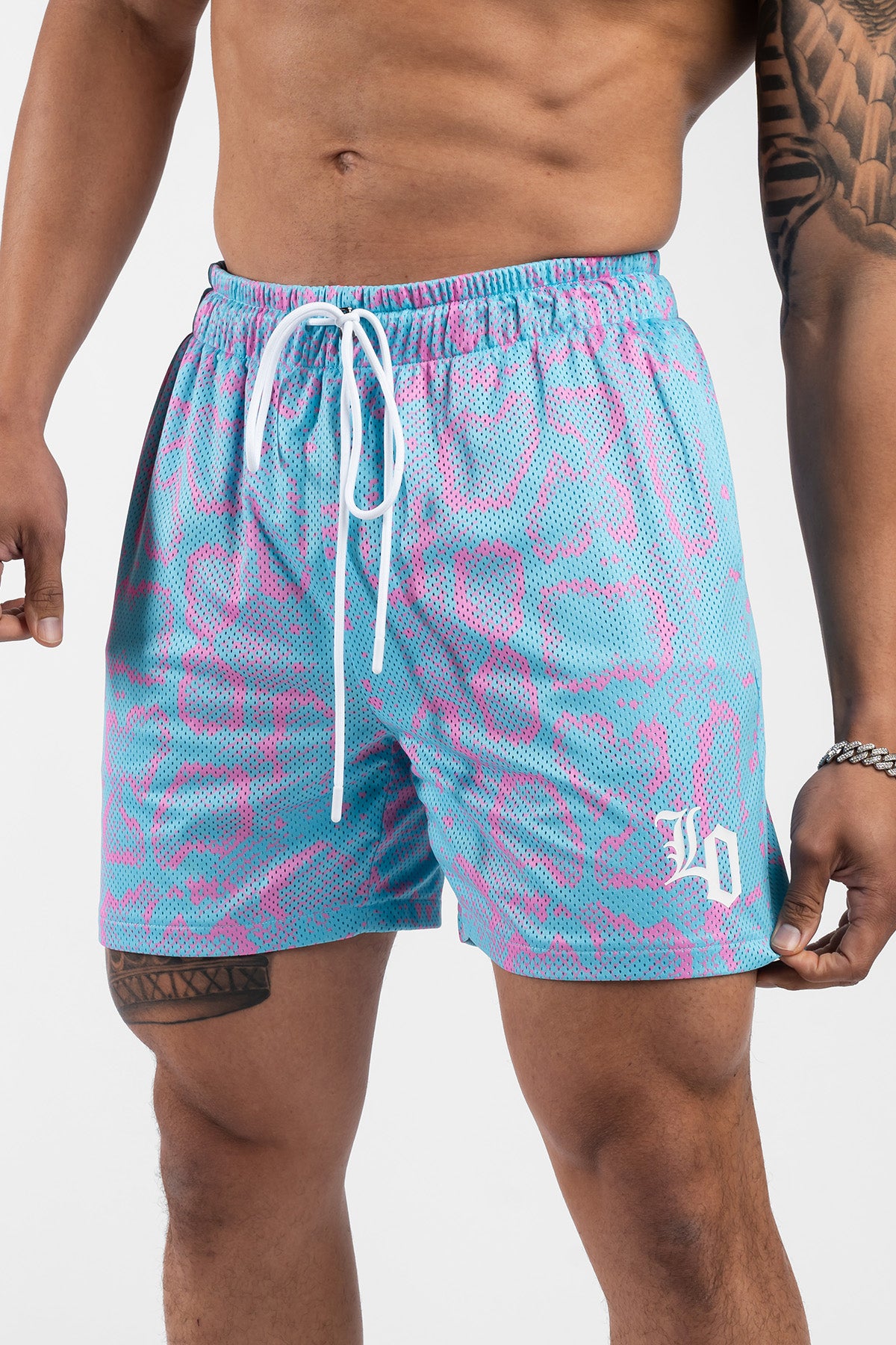 Snake Print Mesh Shorts