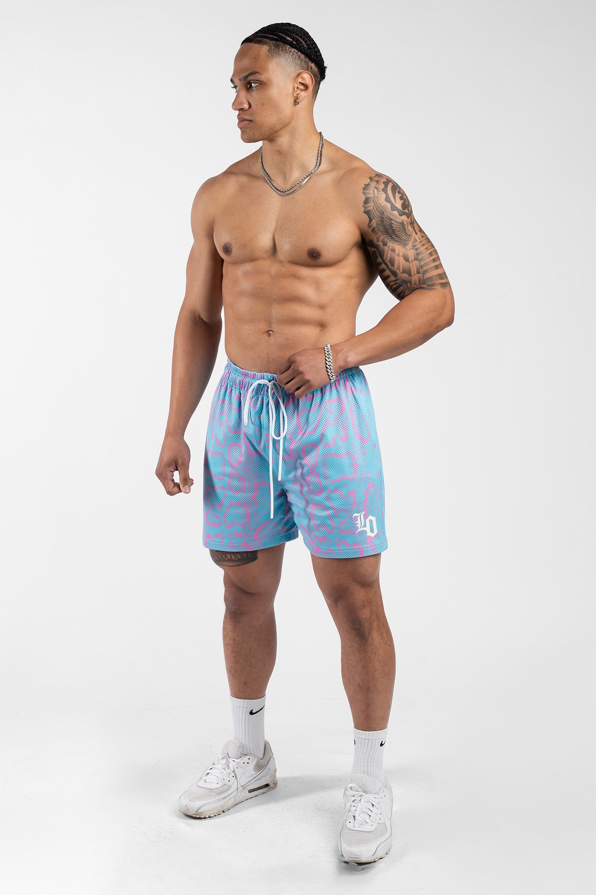 Snake Print Mesh Shorts