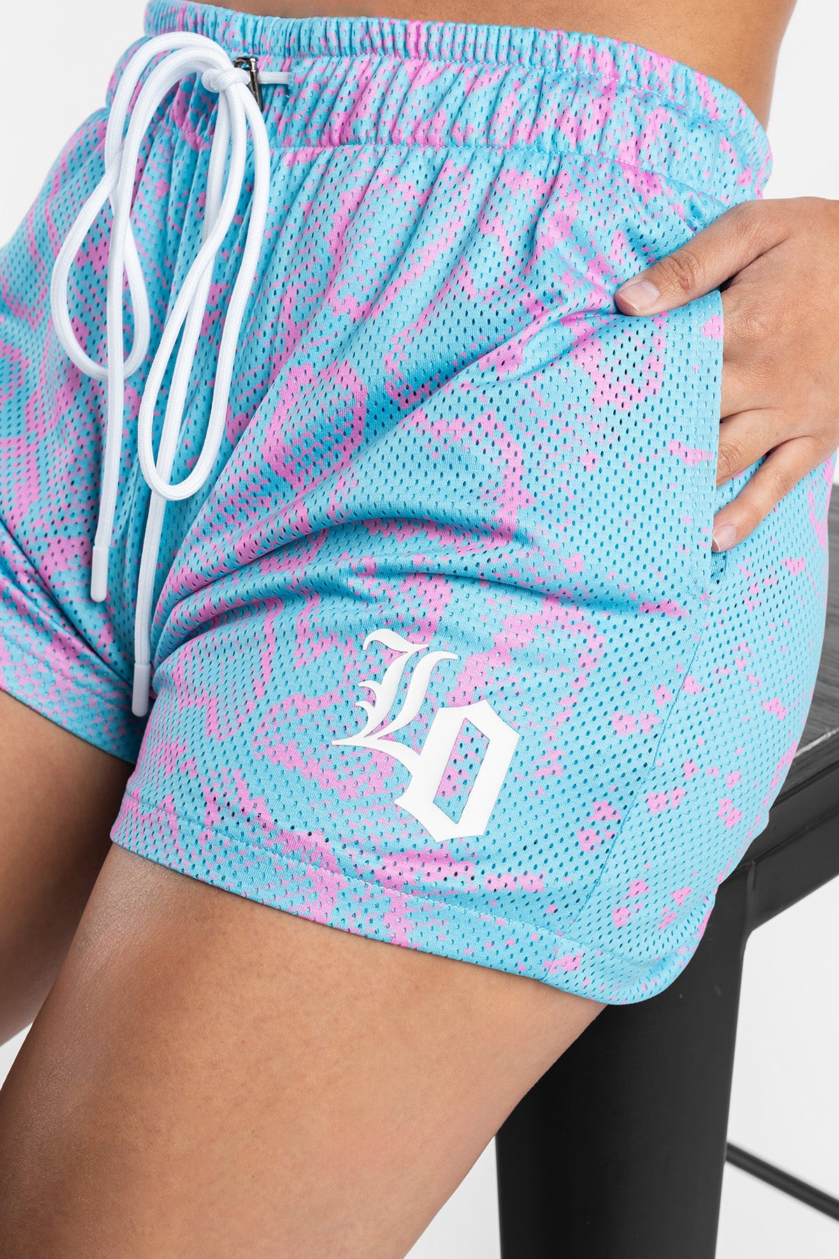 Snake Print Mesh Shorts