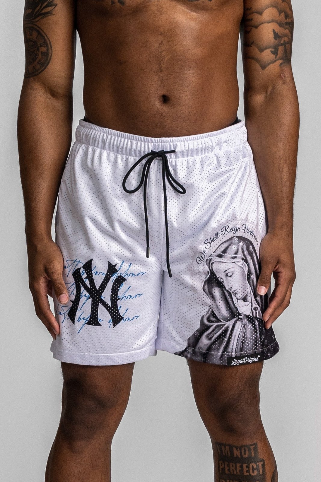 NY 'Ave Maria' Mesh Shorts - LO Store